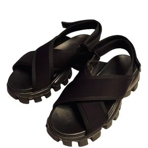 Tony Bianco Black Cross-Strap Sandals